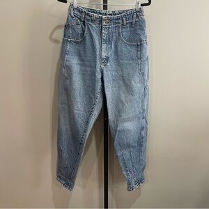 Vintage 80s Lee Denim Mom Jeans High Rise Tapered Acid Wash Pleated
